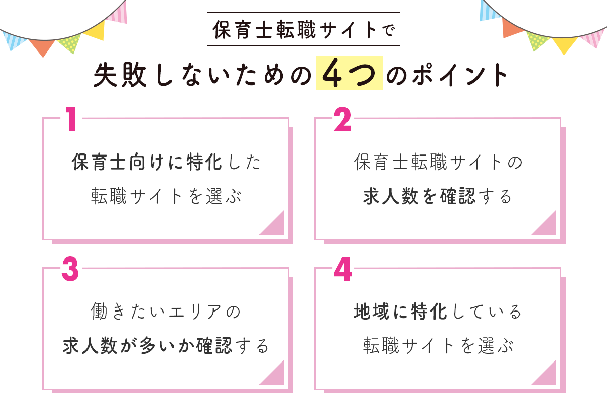 保育士転職サイトで失敗しないための4つのポイント
